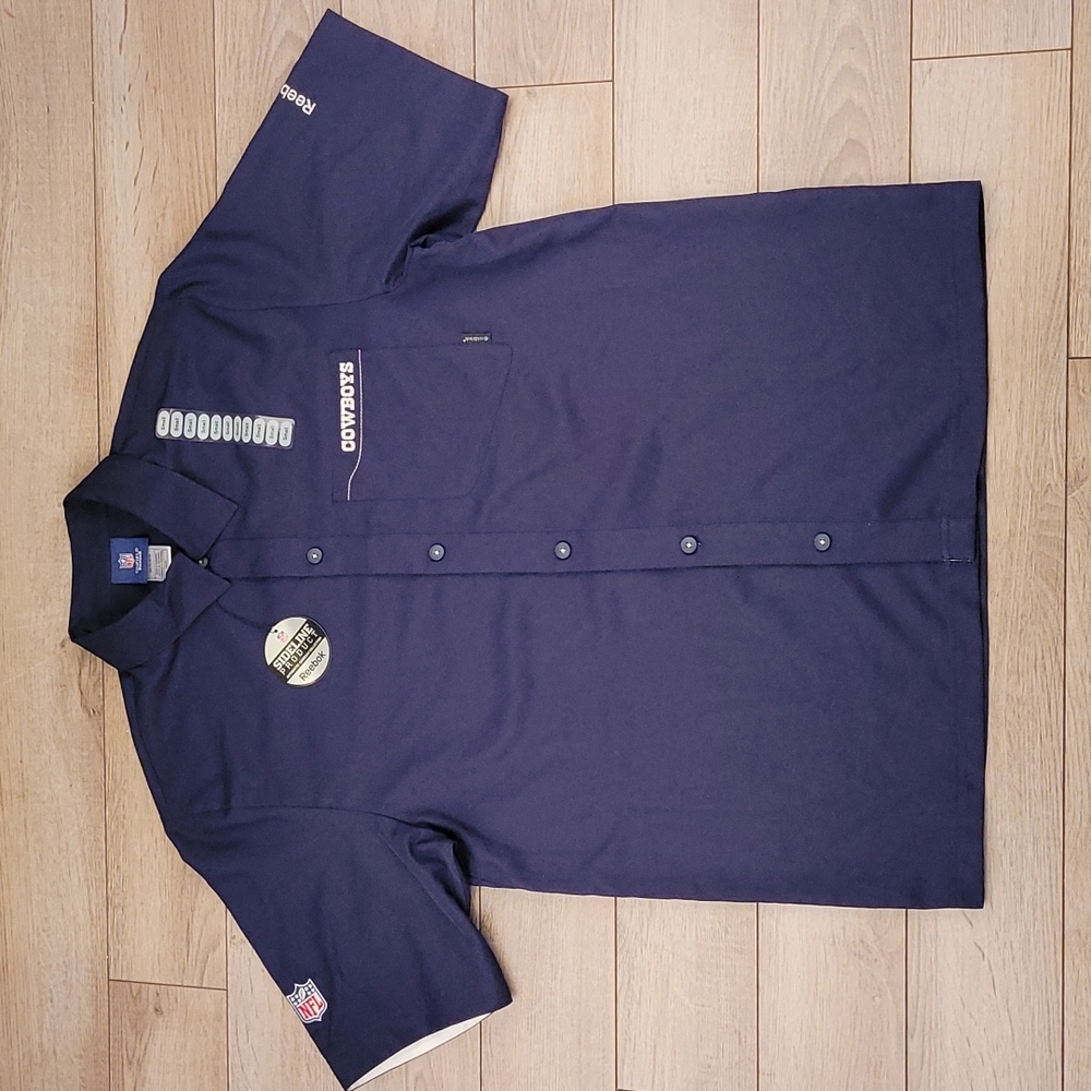 REEBOK ON FIELD Dallas Cowboys NFL‎ Solid Navy Small Short Sleeve Shirt NEW